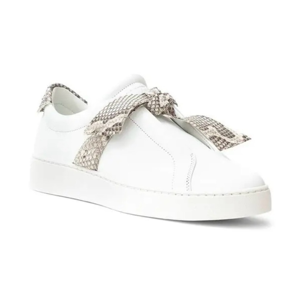 Alexandre Birman Clarita White Sneakers with Snakeskin Accents